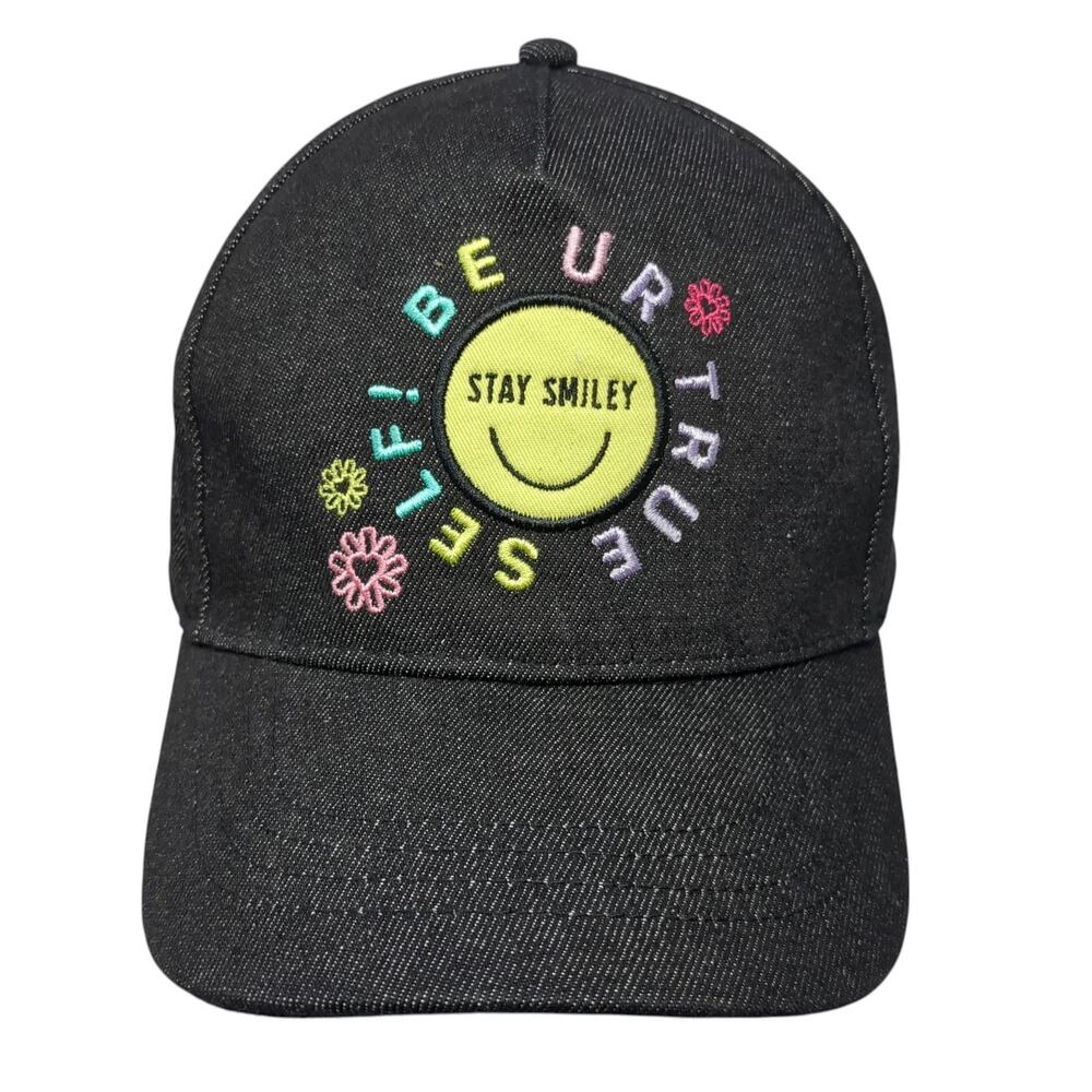 BE UR TRUE SELF Slideback 5 Panel Cap Black One Size Embroidered Sugar & Jade